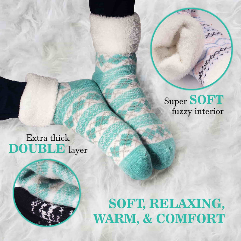 Double Layer Extra Thick Super Soft Warm Fuzzy Cozy Home Socks - Choose  from Assortments