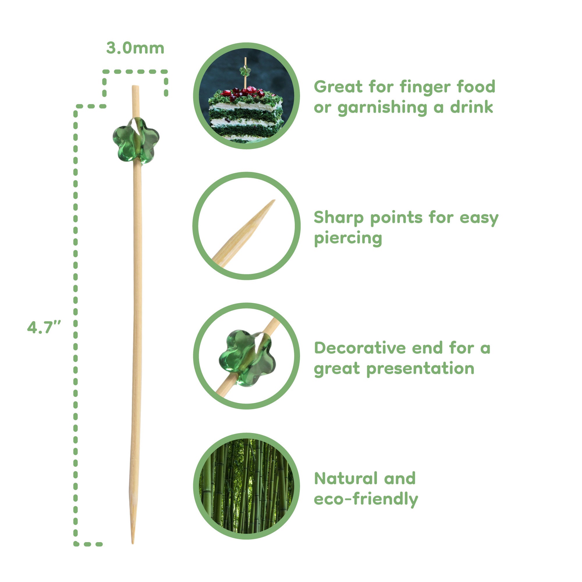 Acrylic Flower Bamboo Food Picks