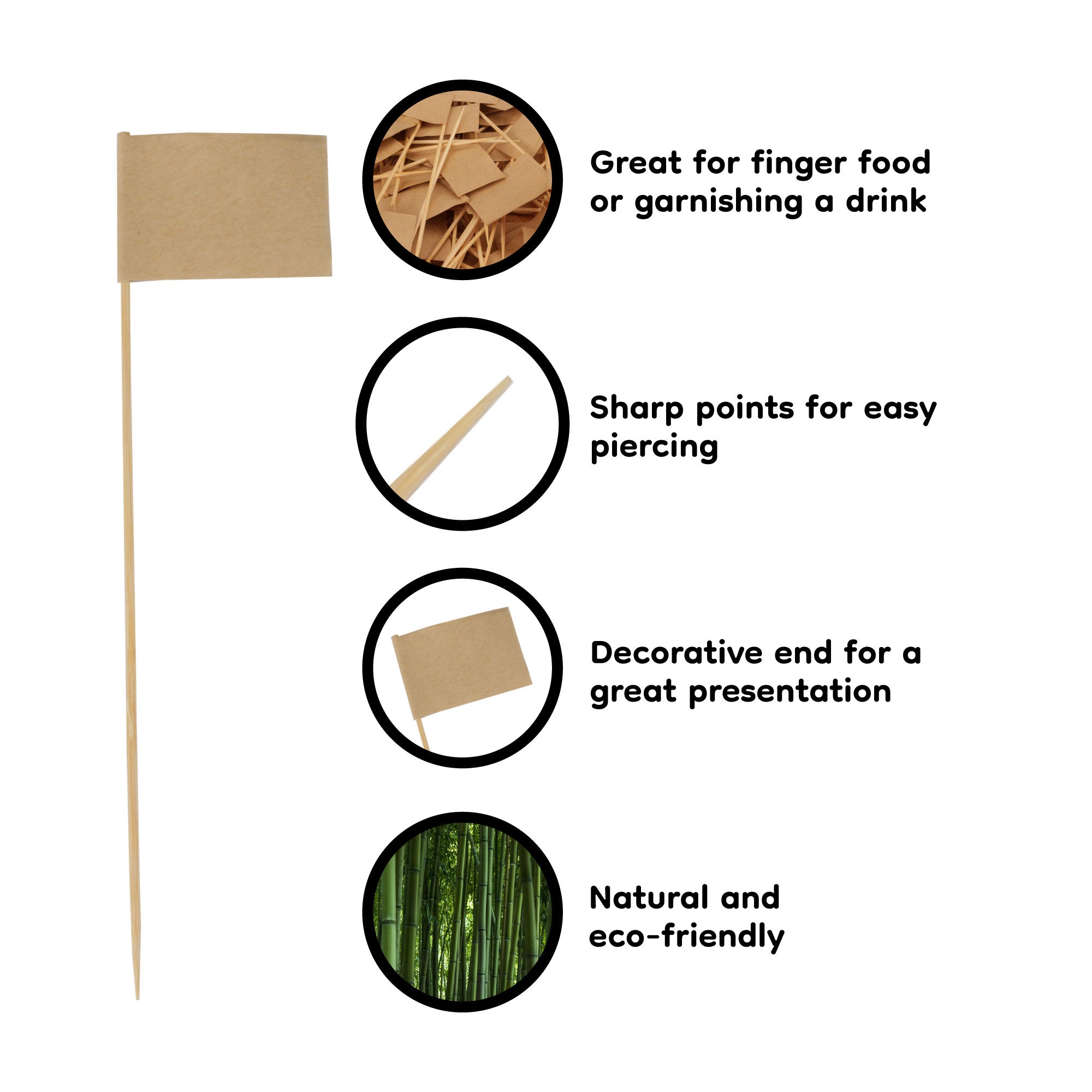 Blank Flag Bamboo Food Picks