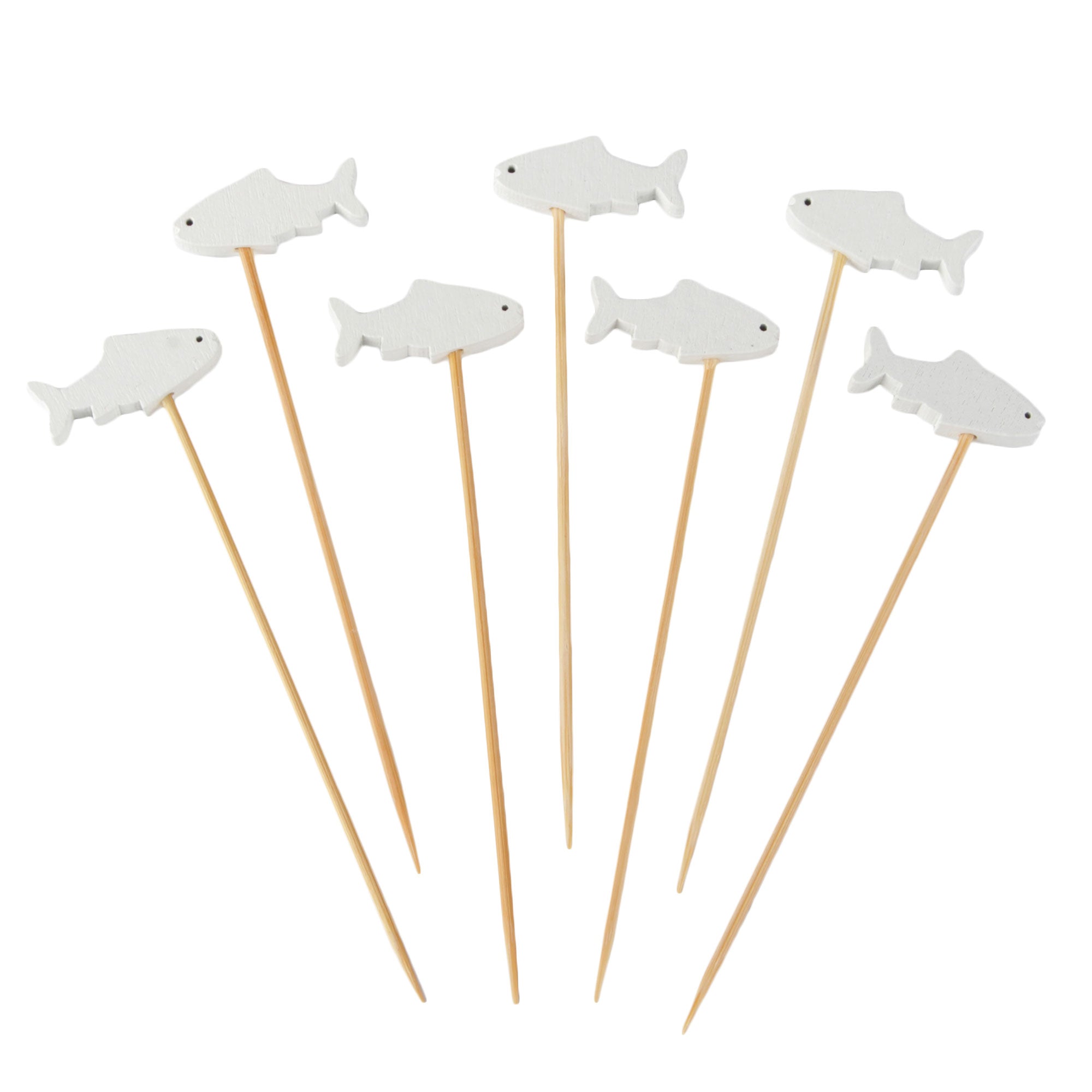 White Fish Bamboo Food Picks