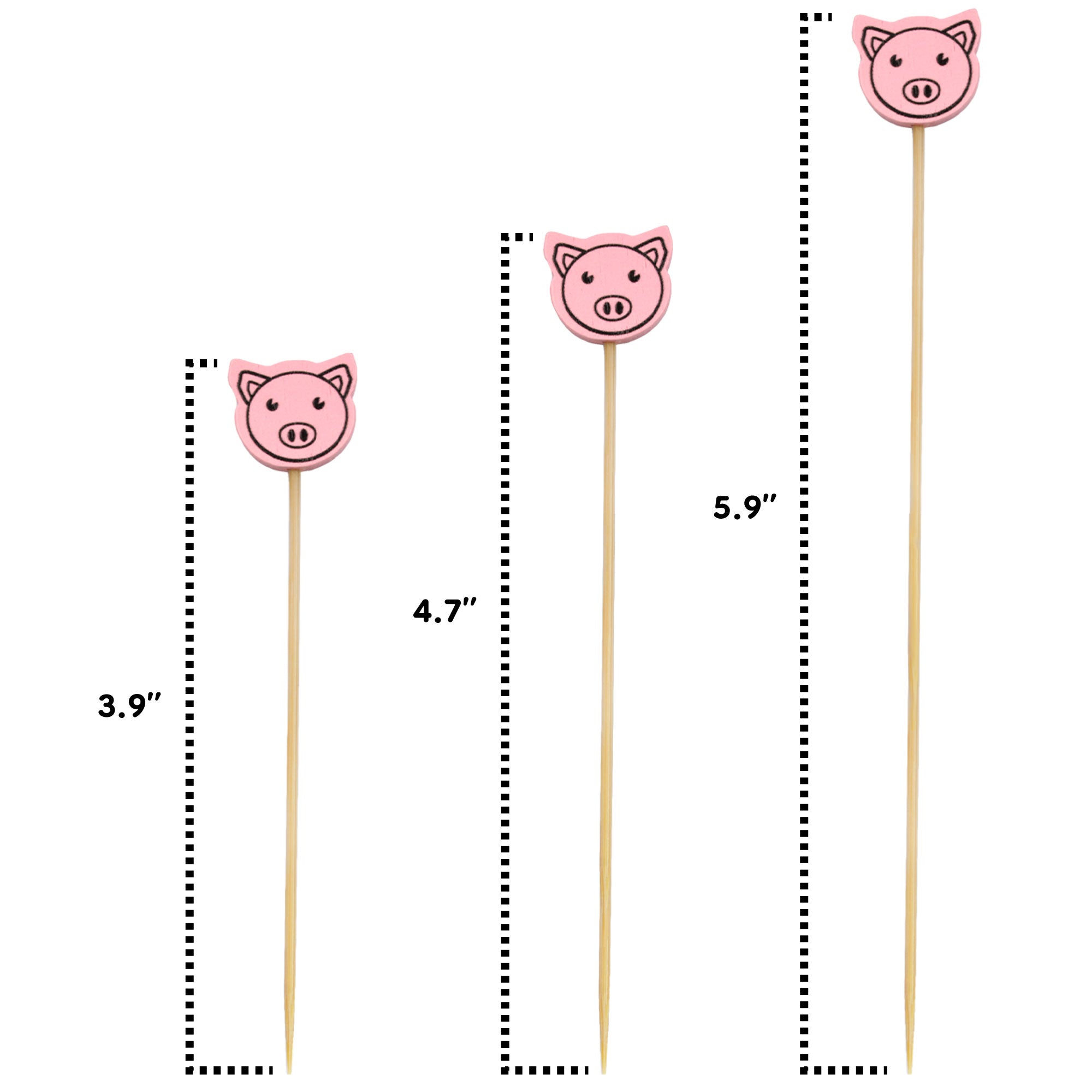 Pink Pig Bamboo Food Picks