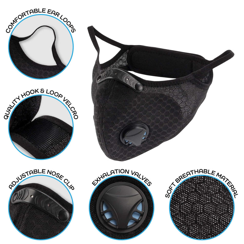 Activated Carbon Dust Sport Mask with Exhalation Valves
