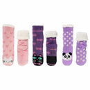 Animal Thermal Fleece-Lined Knitted Non-Slip Crew Socks: 3 Pairs
