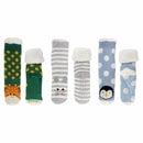 Animal Thermal Fleece-Lined Knitted Non-Slip Crew Socks: 3 Pairs