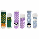 Animal Thermal Fleece-Lined Knitted Non-Slip Crew Socks: 3 Pairs