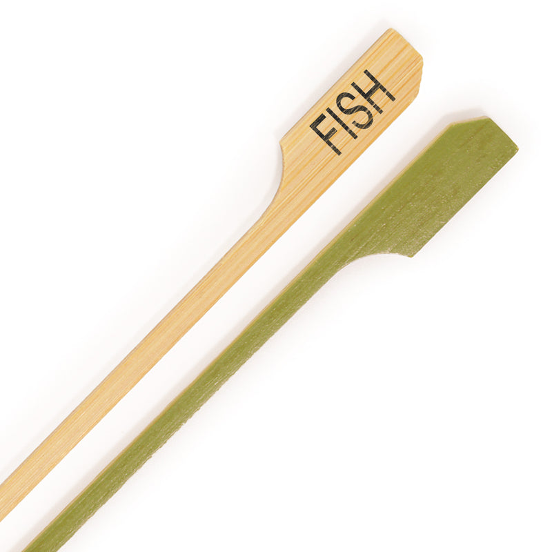 fish label bamboo paddle picks top