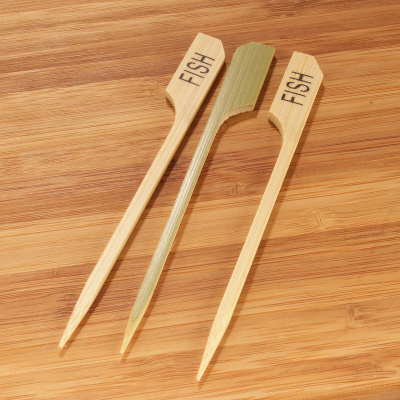 fish label bamboo paddle picks full