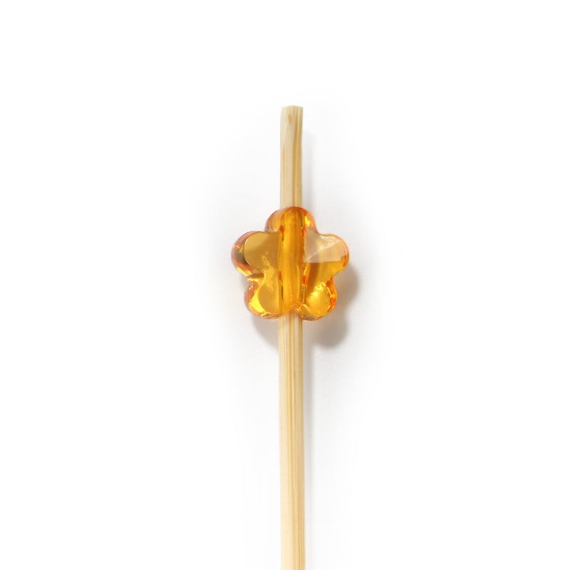 4.7" Decorative Acrylic Flower End Bamboo Cocktail Picks