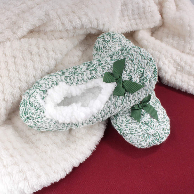 furry nonslip slippers socks green