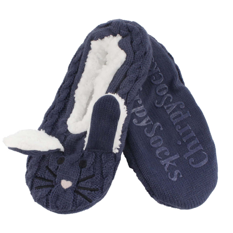 navy blue rabbit slipper socks