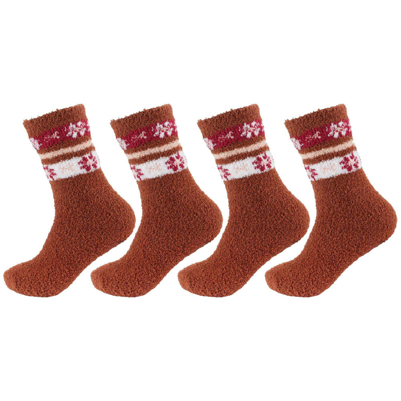 Women's Soft and Cozy Fuzzy Assorted Crew Socks - 4 Pair