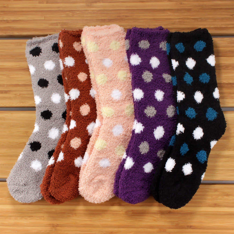 women's dot soft and cozy fuzzy home socks 5 pair
