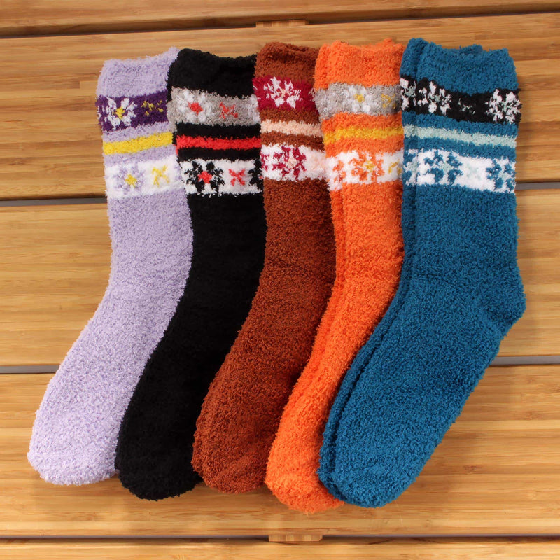 women's flower soft and cozy fuzzy home socks 5 pair