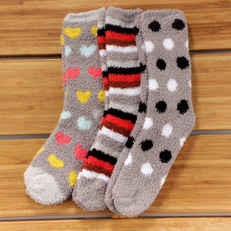 women's gray soft and cozy fuzzy home socks 3 pair