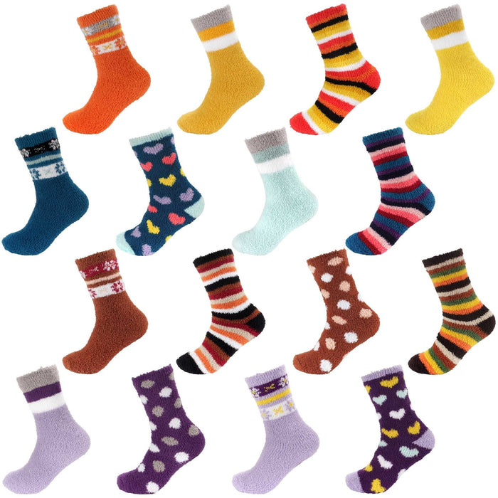 bamboomn Women's Soft and Cozy Fuzzy Assorted Crew Socks - 4 Pair