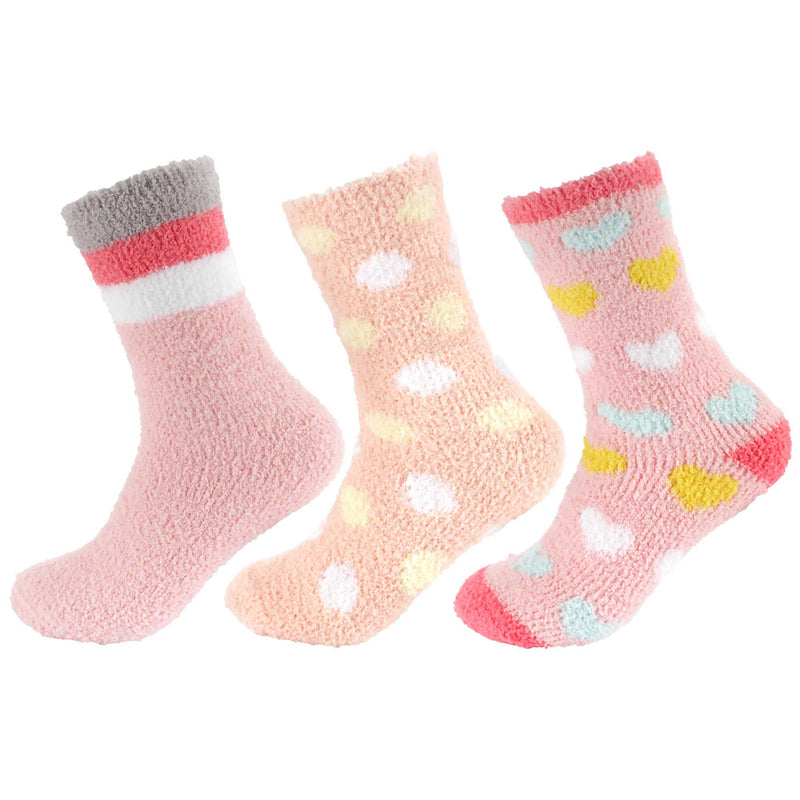 Women's Soft and Cozy Fuzzy Assorted Crew Socks - 3 Pair Assortments