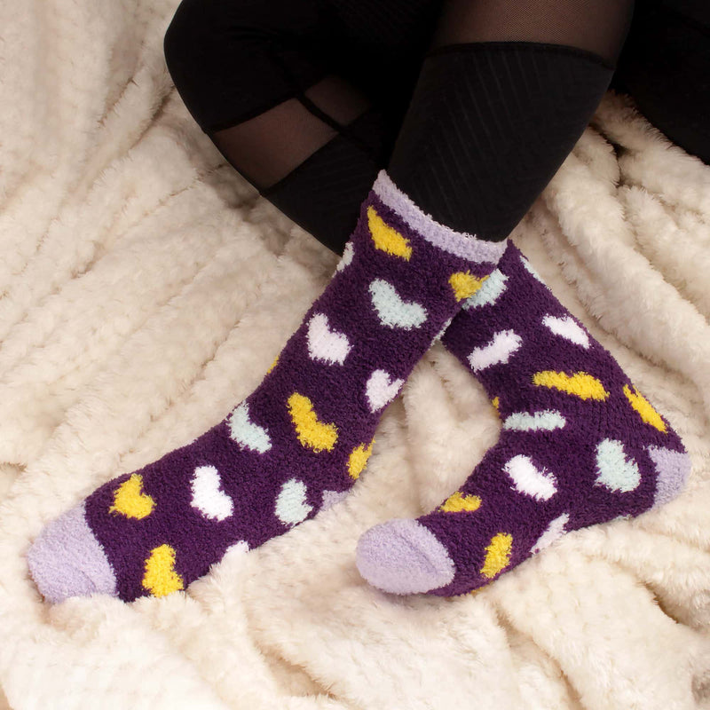women's purple soft and cozy fuzzy home socks 5 pair