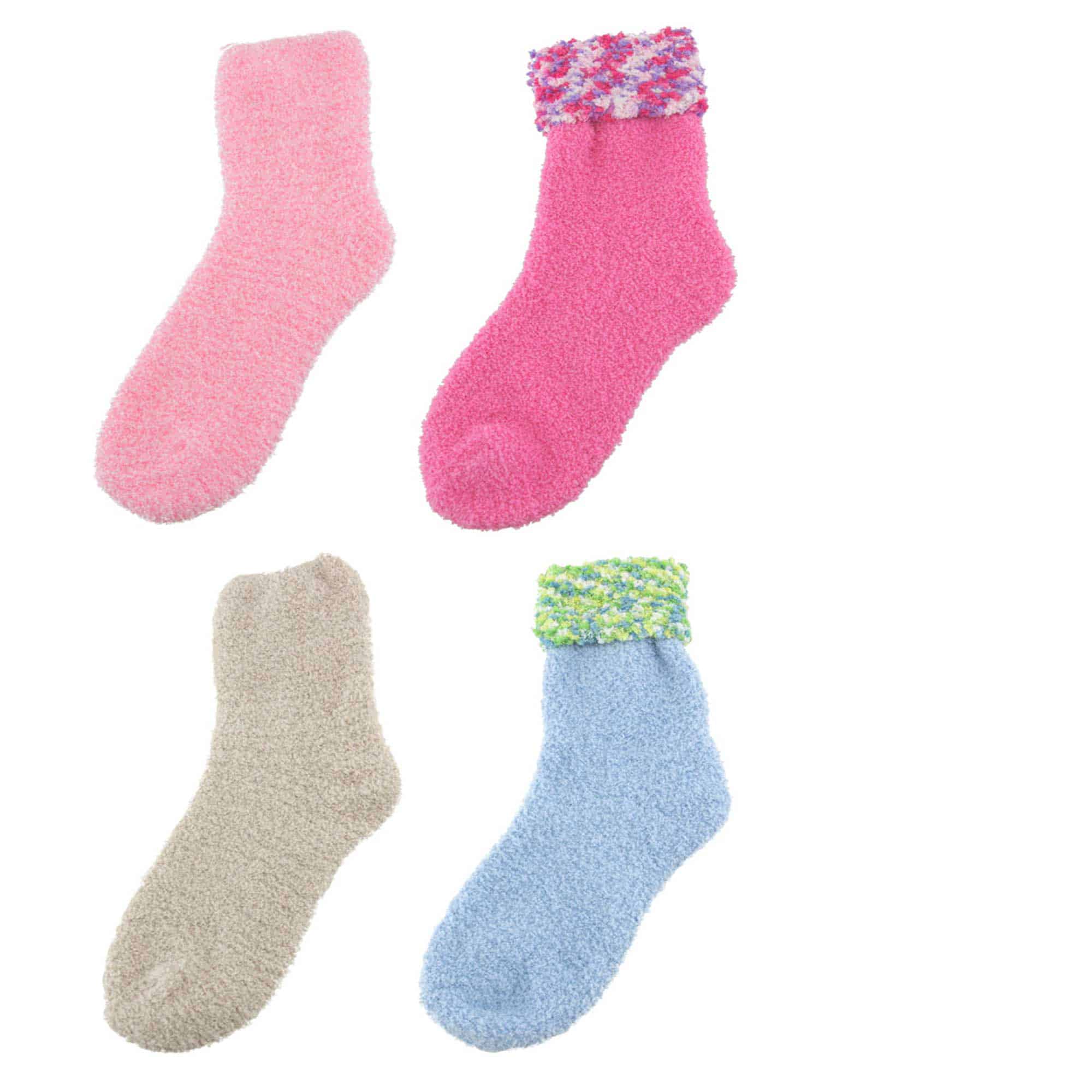 Assorted Fuzzy Stripe Solid Non-Slip Home Socks
