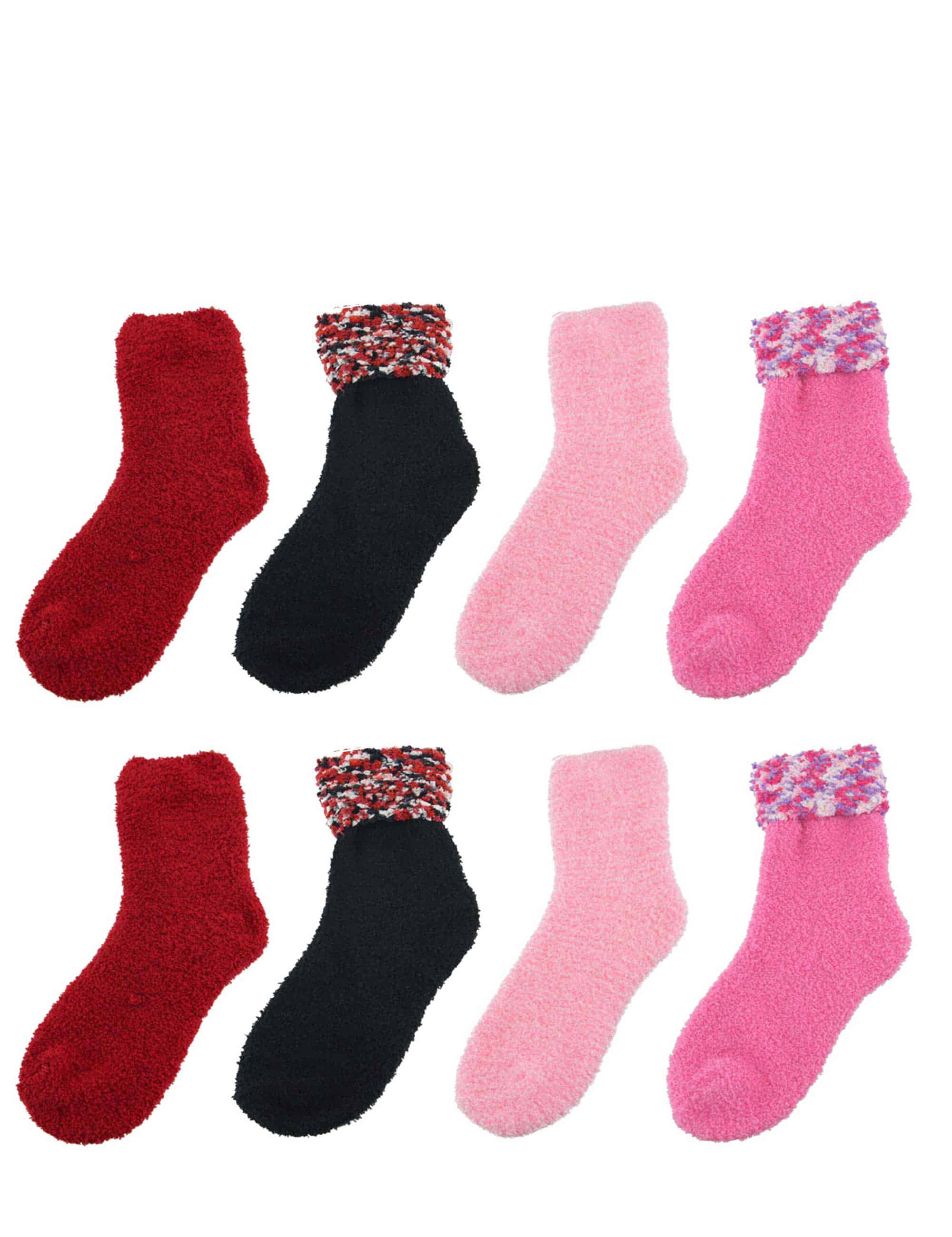 Assorted Fuzzy Stripe Solid Non-Slip Home Socks