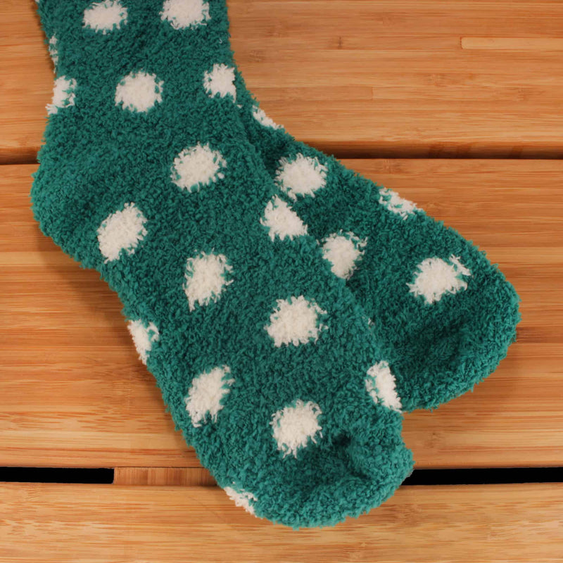 Close up of the toe stitiching on our teal fuzzy knee high socks