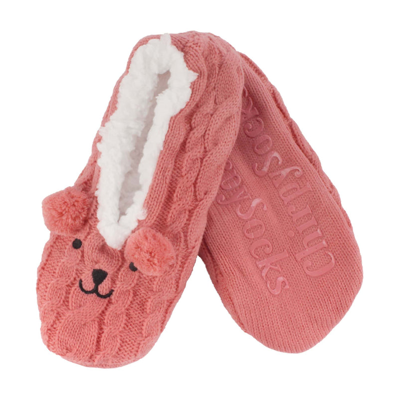pink bear slipper socks