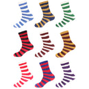 Striped fuzzy socks in sports teams colors