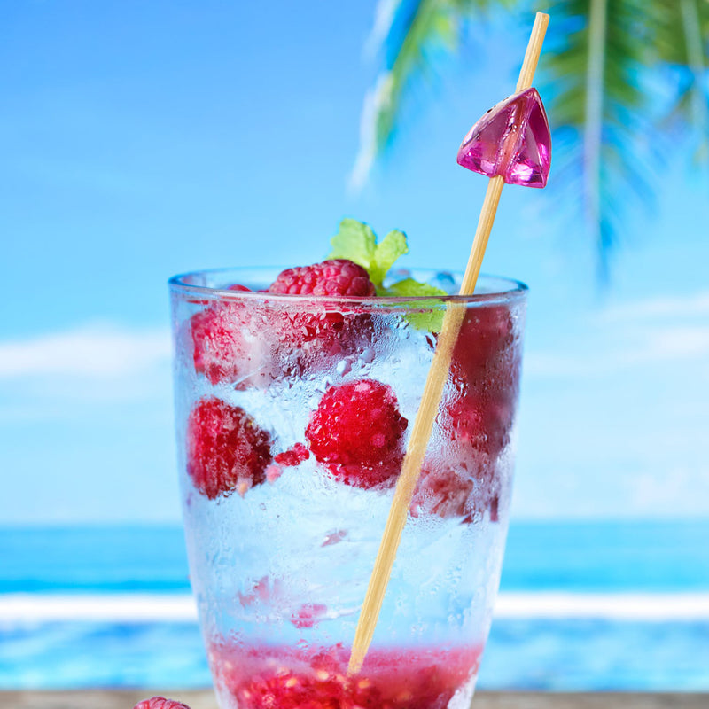 acrylic gem theme picks skewers purple tropical beach drink raspberry