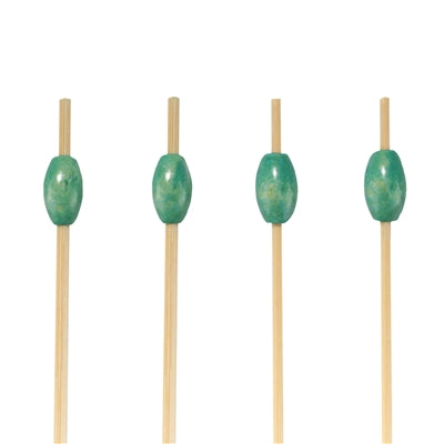 bamboomn Green Bead Bamboo Food Picks