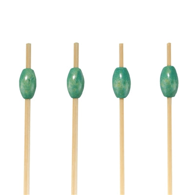 BambooMN Brand Green Bead Food and Cocktail Picks