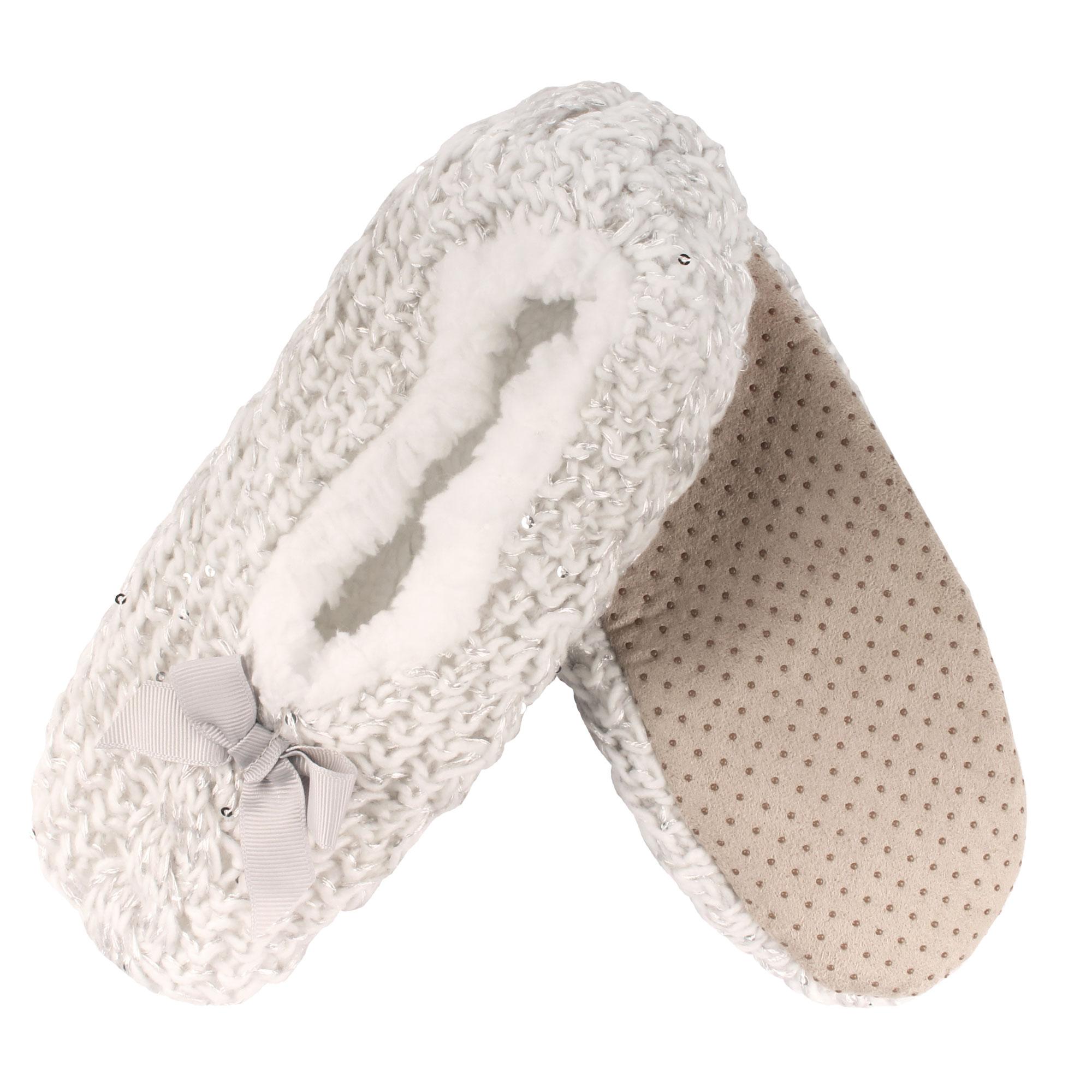 Women's Sequin Non-Slip Lined Furry Slippers: 1 Pair