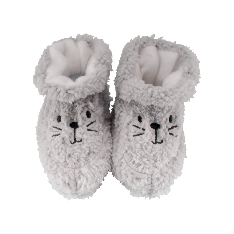 Infant Toddler Grey Soft Fluffy Plush Cozy Fuzzy Booties Slippers, Single Pair