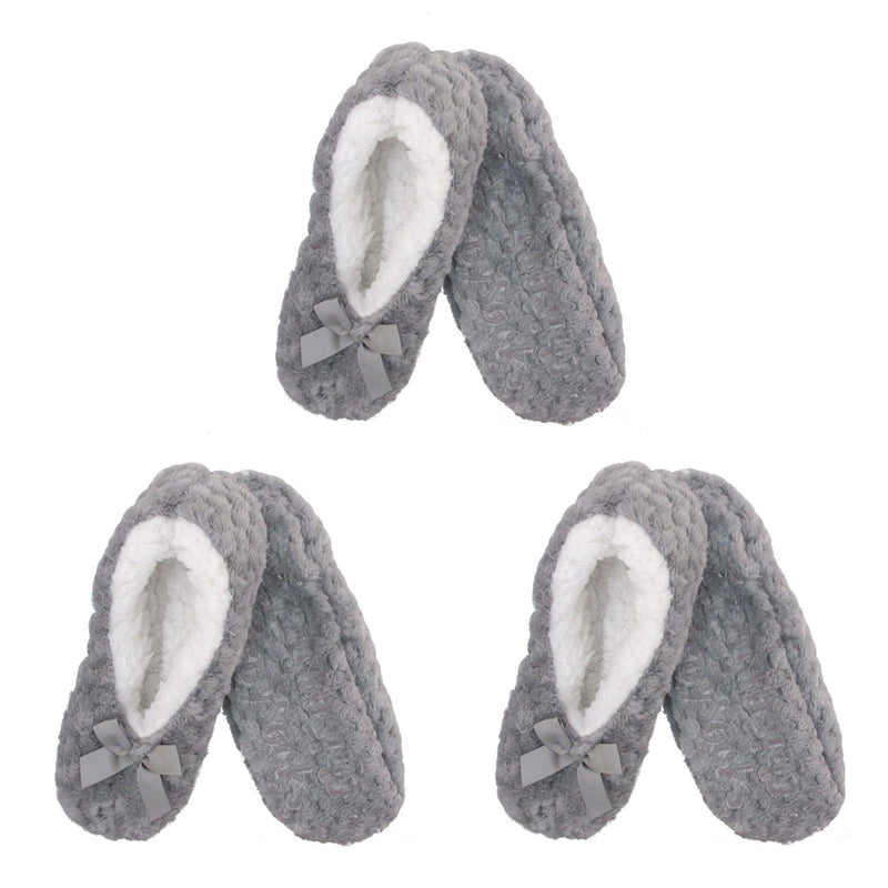 Adult Women Soft Touch Slippers Non-Slip Lined Socks, 3 Pairs