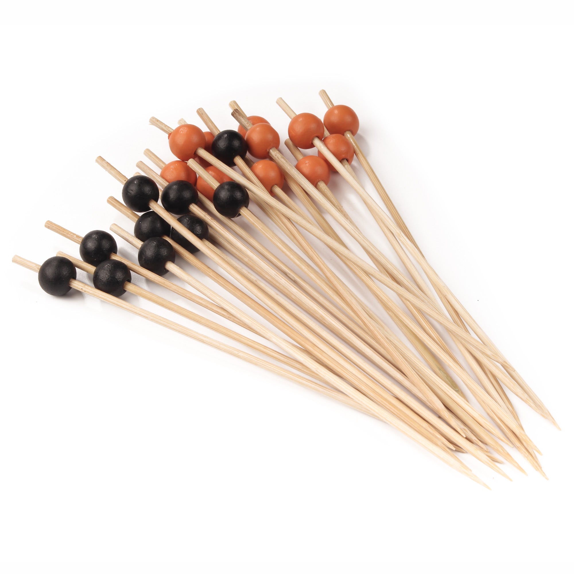 Halloween Bamboo Round Ball Picks - Black & Orange