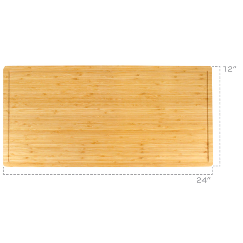 Heavy Duty 24" x 12" x 1" Bamboo Cutting Board Dimensions