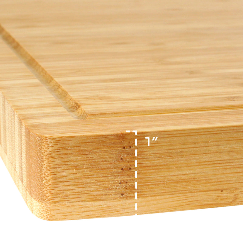 Heavy Duty 24" x 12" x 1" Bamboo Cutting Board Thickness