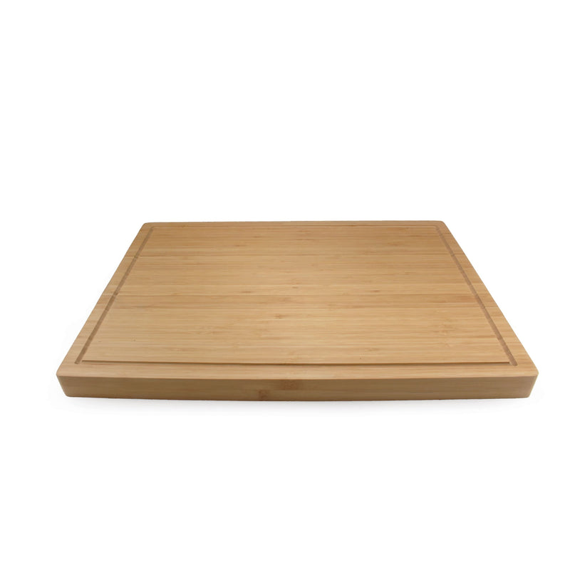 Thick Heavy Duty Bamboo Cutting Board Carbonized Brown Grooved Side