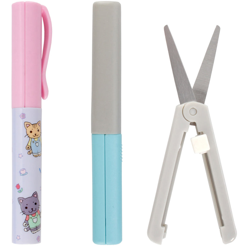 Mini Pen-Style and Push Portable Safety Scissors Set