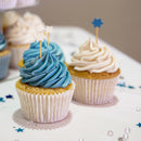 holiday 6 point star bamboo picks blue white dessert