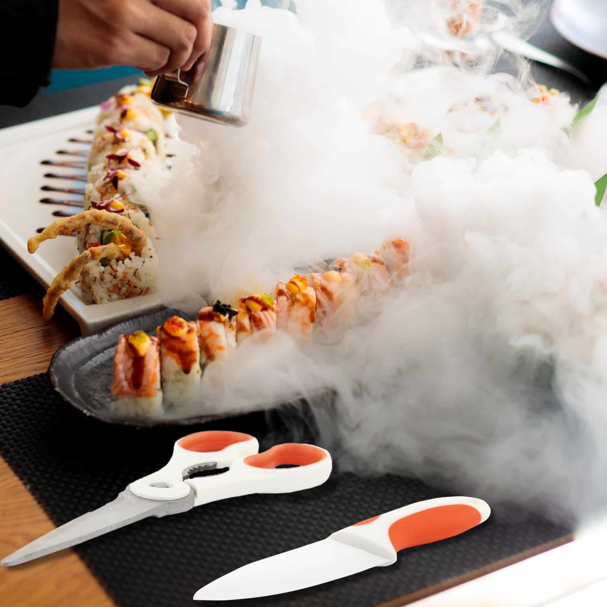 slice sushi rolls