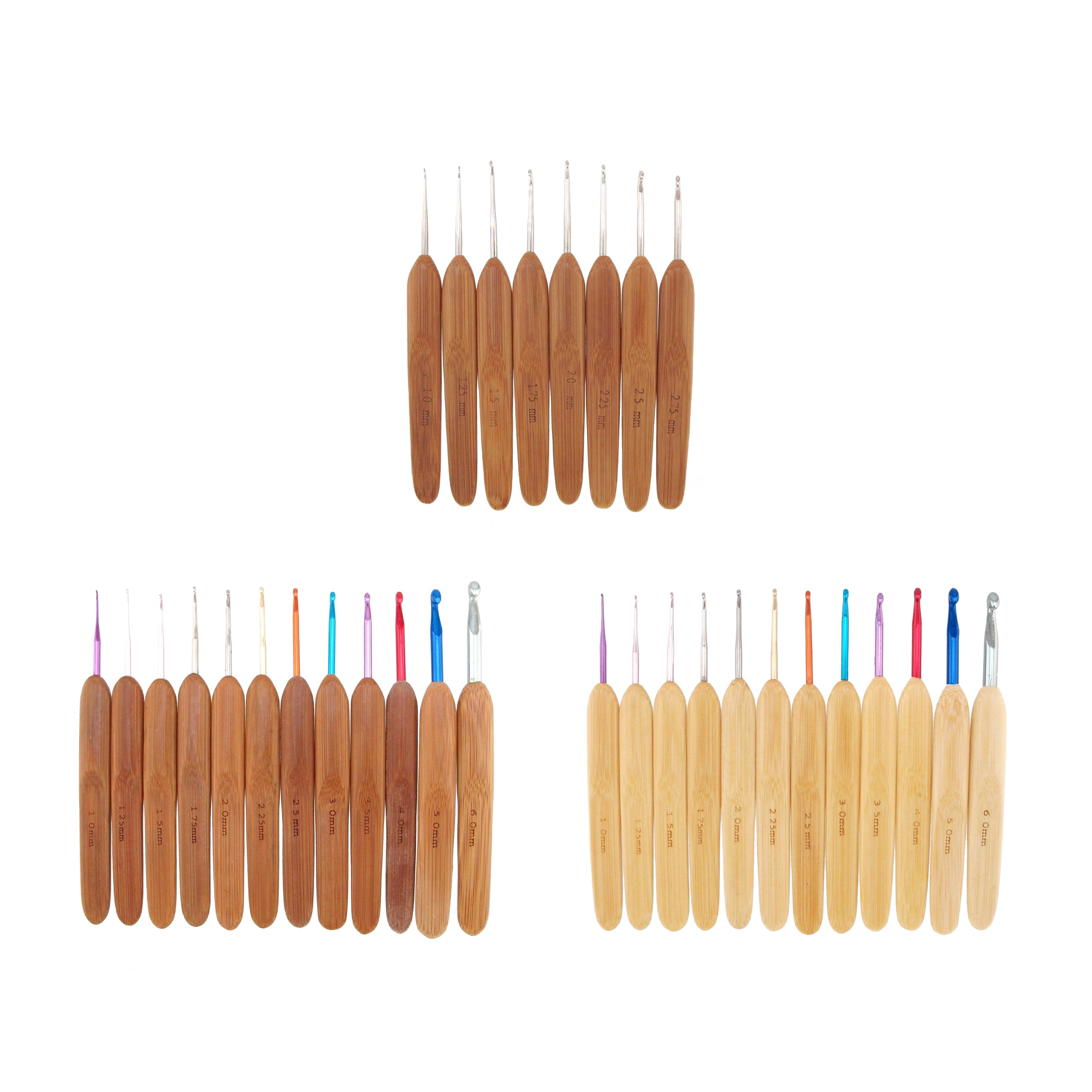 group of crochet hooks