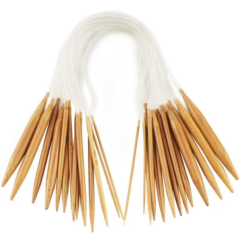 Circular Bamboo Knitting Needles Set: 15 Sizes