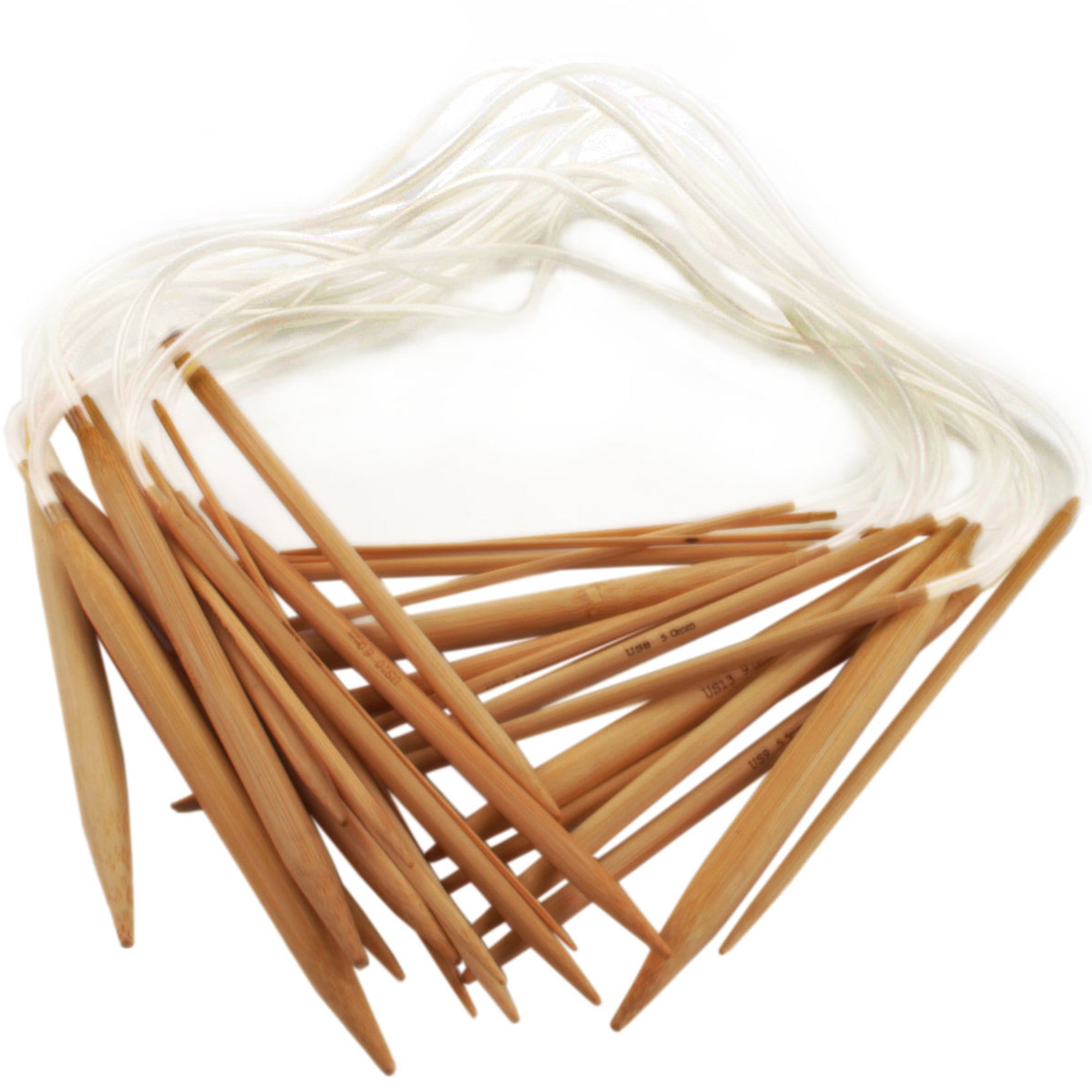 Circular Bamboo Knitting Needles Set: 15 Sizes