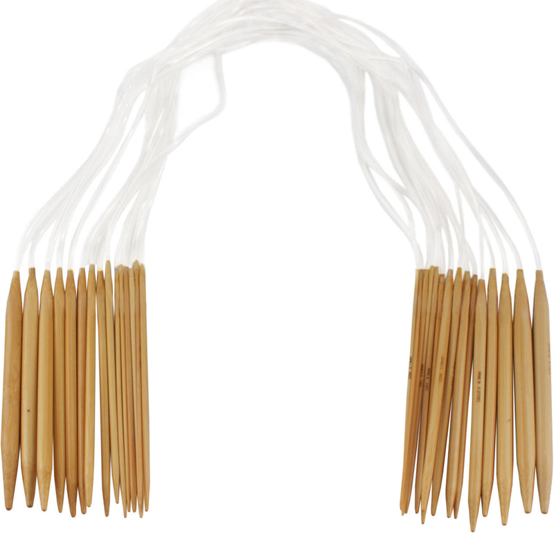 Circular Bamboo Knitting Needles Set: 15 Sizes