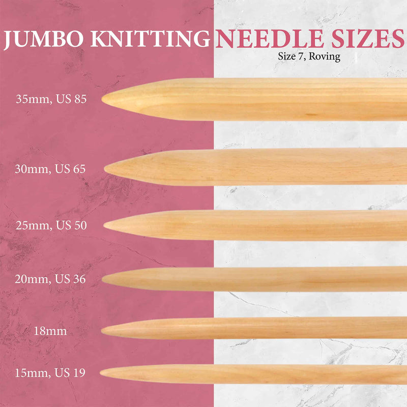 Bamboo Knitting Needles 15mm / Wooden Knitting Needles US19