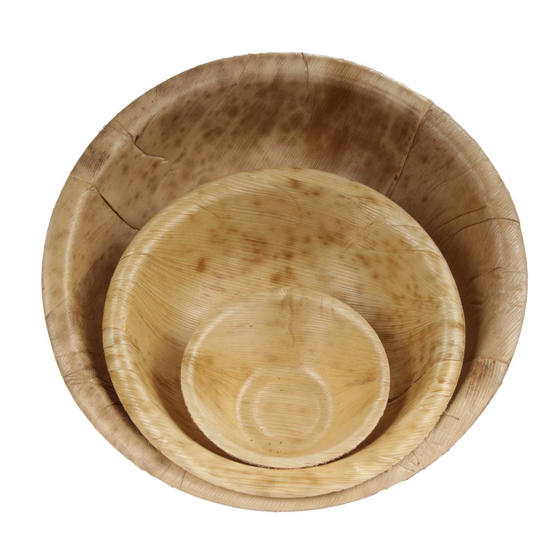 Disposable Reusable Thermo Pressed Bamboo Leaf Dinner Bowl, 3 Sizes