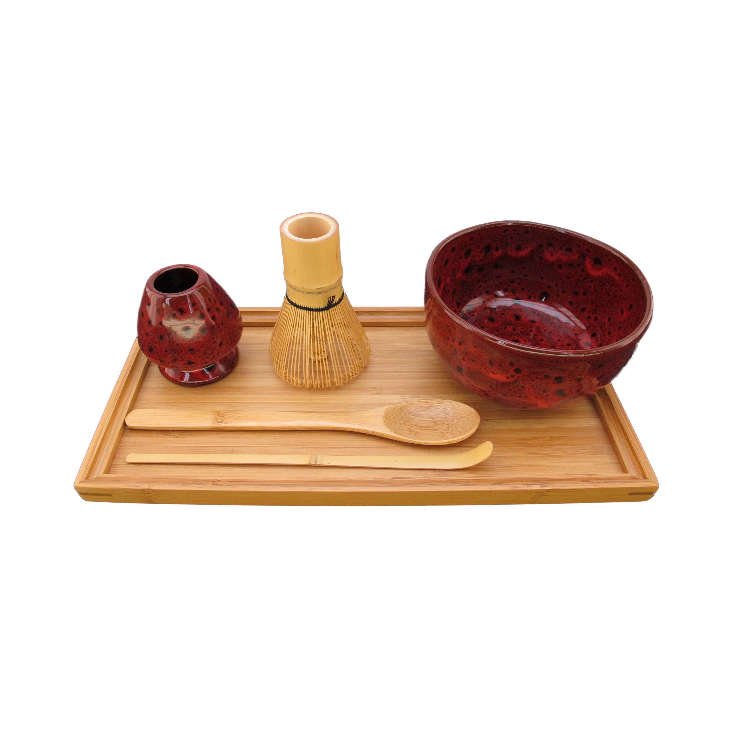 Matcha Bowl Set with Bowl, Rest, Tea Whisk, Chashaku, Tea Spoon & Tray
