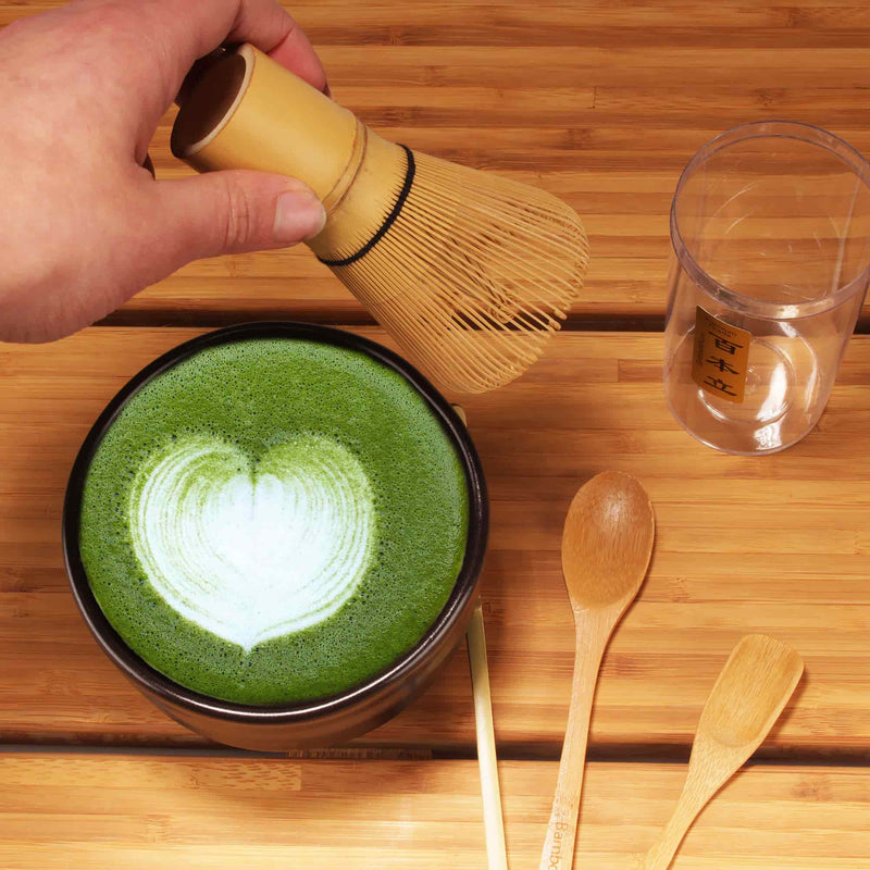 matcha set with tea in bowl