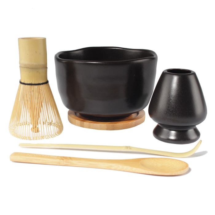 bamboomn Matcha Chawan Matcha Bowl Tea Whisk Chashaku Spoon Matcha Holder Bamboo Coaster Starter Set