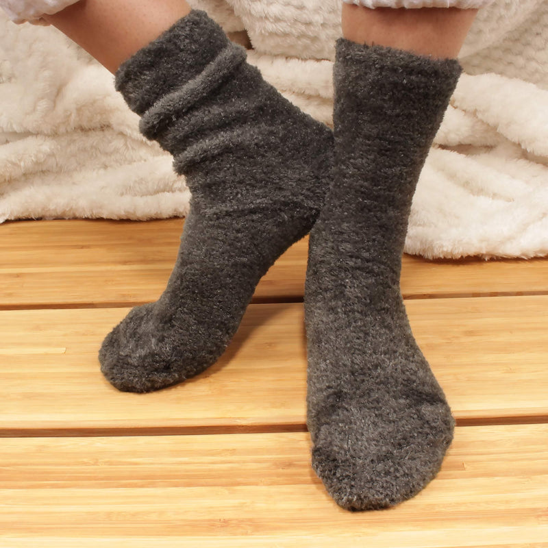 Dark Grey Men's fuzzy feather light socks keep your feet warm on cold surfaces