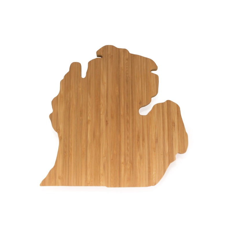 michigan state silhouette bamboo cutting board front
